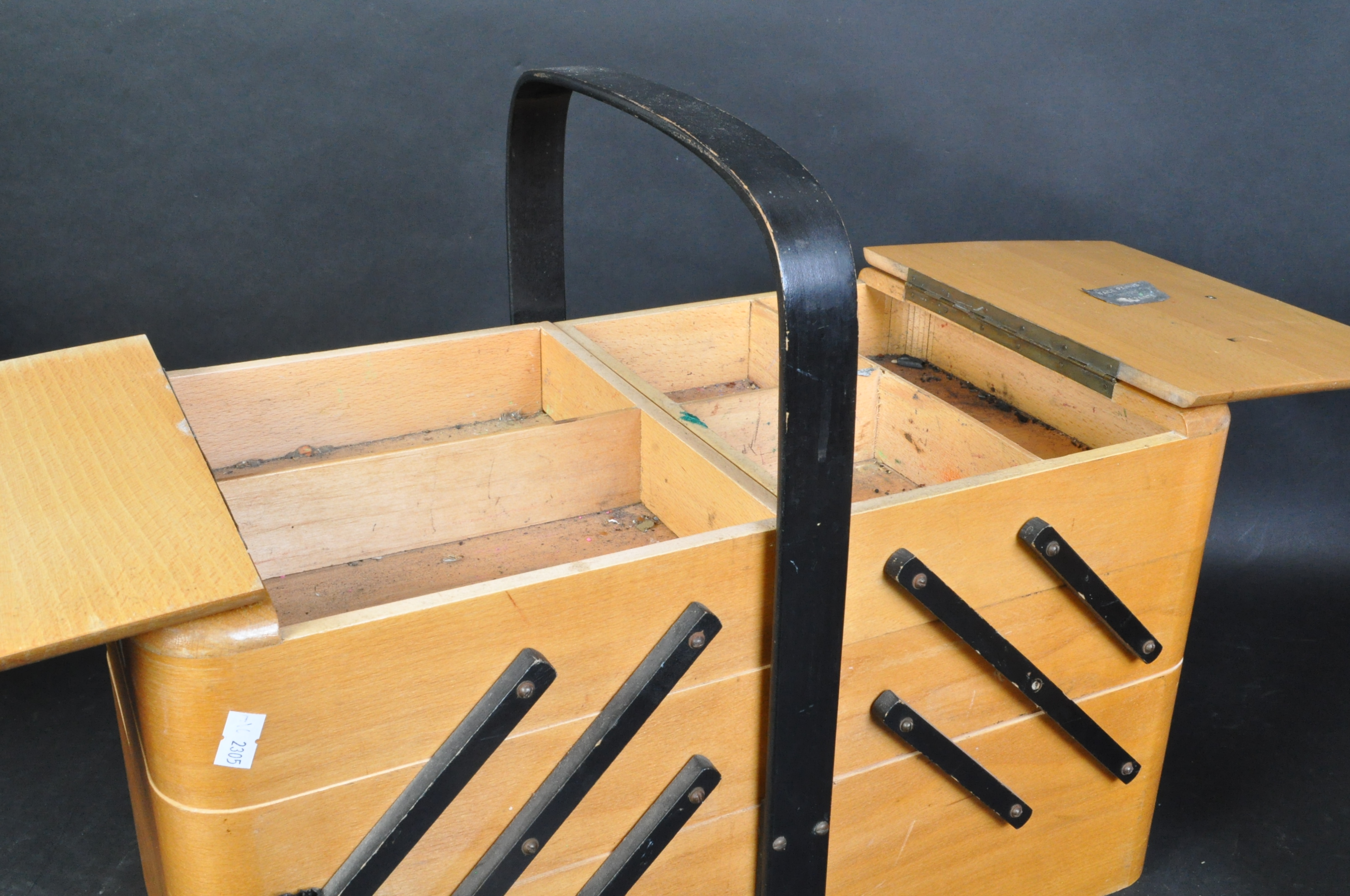 TWO RETRO CIRCA 1970S TEAK WOOD SEWING BOXES - Image 4 of 4