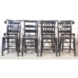 EIGHT VINTAGE EBONISED BLACK DINING CHAIRS