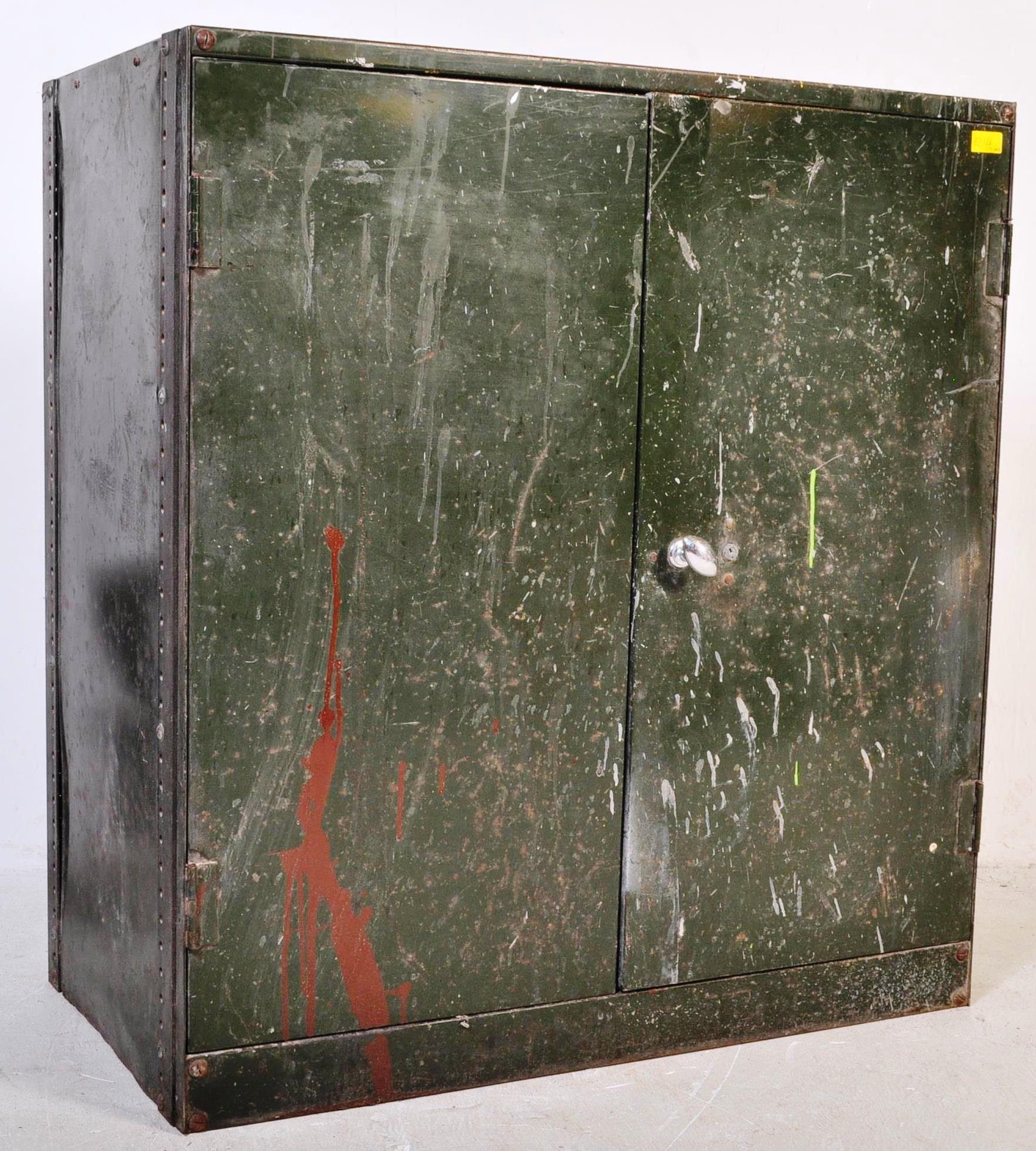 RETRO MID CENTURY GREEN INDUSTRIAL METAL CABINET