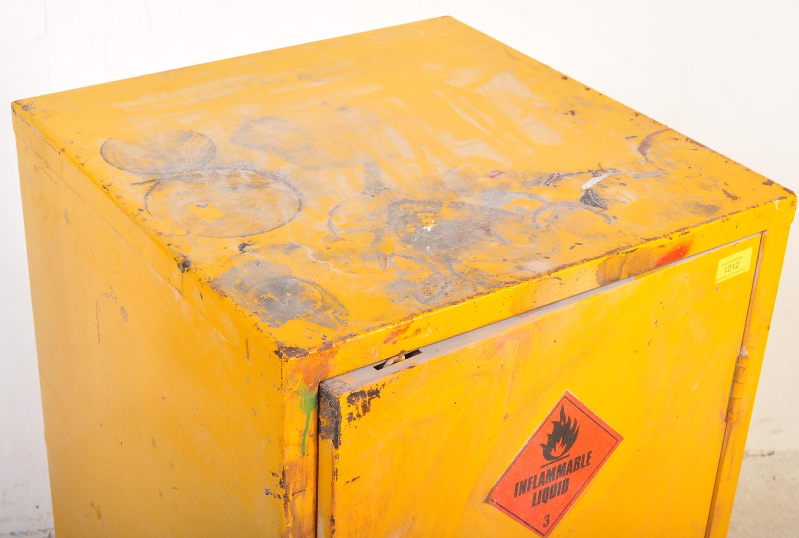 MID CENTURY YELLOW METAL FLAMMABLE LIQUID CABINET - Image 3 of 5