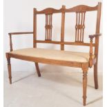 EDWARDIAN BONE INLAID MAHOGANY COUPLES SEAT