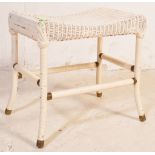 1950S VINTAGE LLOYD LOOM WHITE CANE STOOL