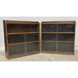 PAIR OF MID CENTURY OAK GLAZED BOOKCASES