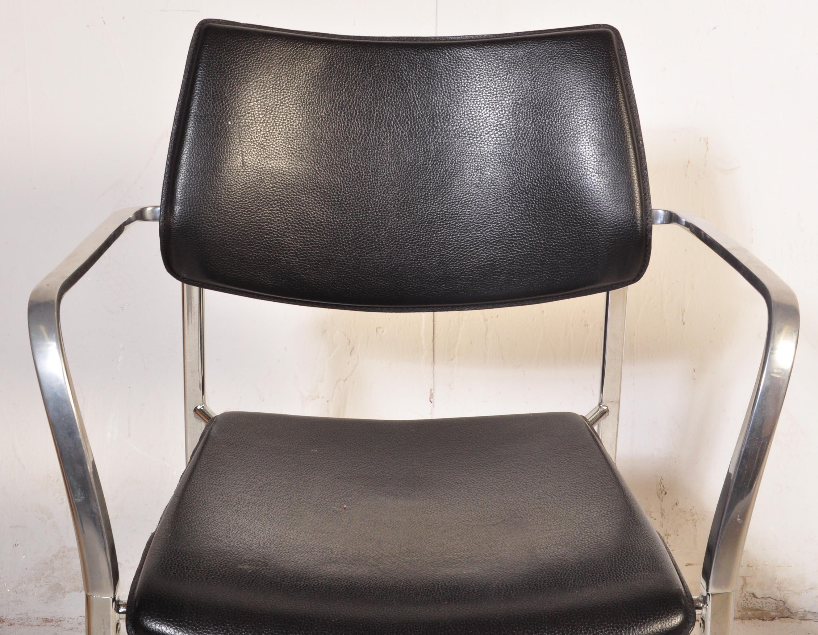 PAIR OF MID CENTURY BLACK LEATHERETTE & CHROME CHAIRS - Image 5 of 7