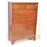 1940's OAK UPRIGHT PEDESTAL TALLBOY - CHEST OF DRAWERS