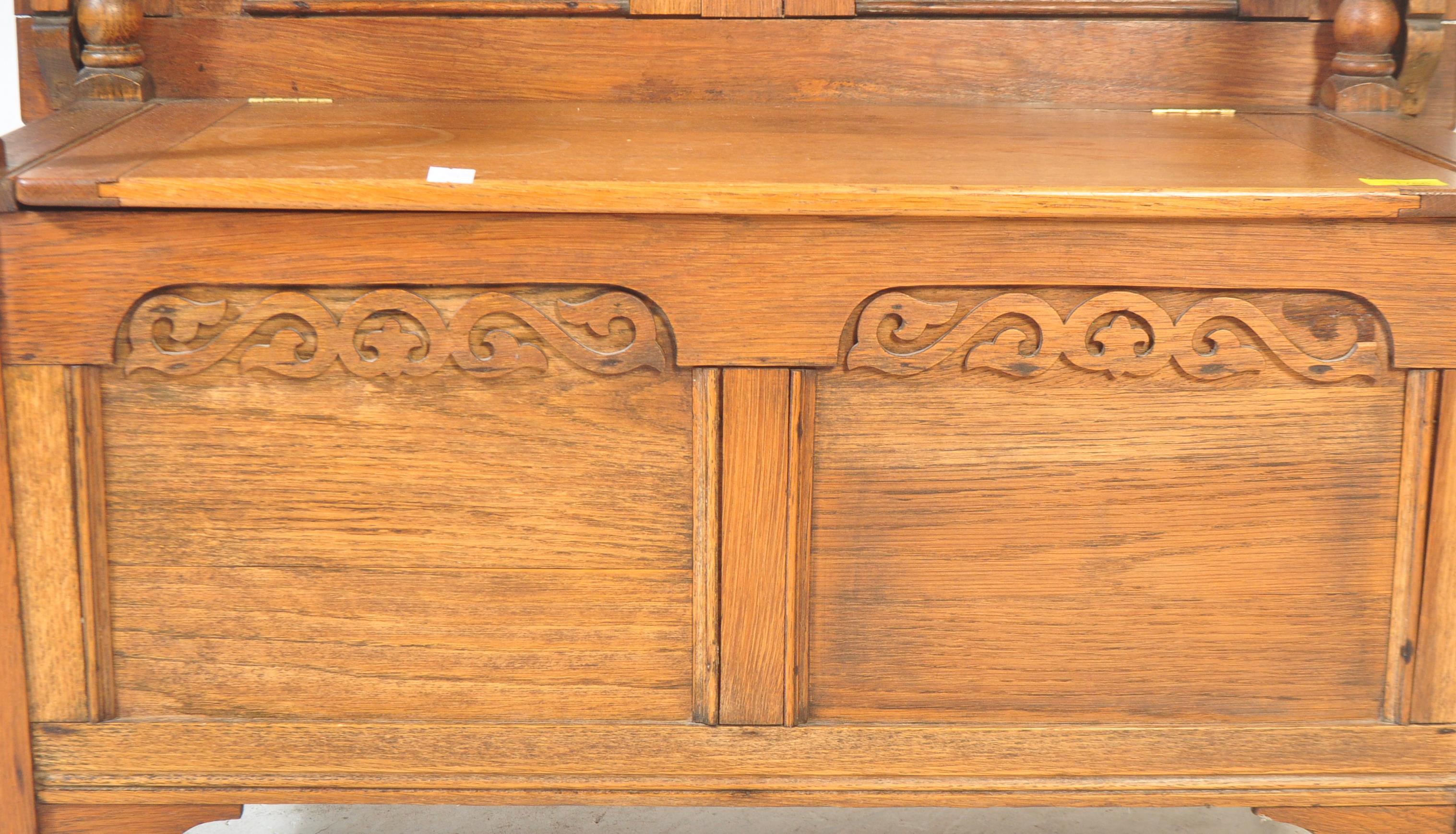 OAK JACOBEAN REVIVAL HALL SETTLE MONKS BENCH - Bild 5 aus 6