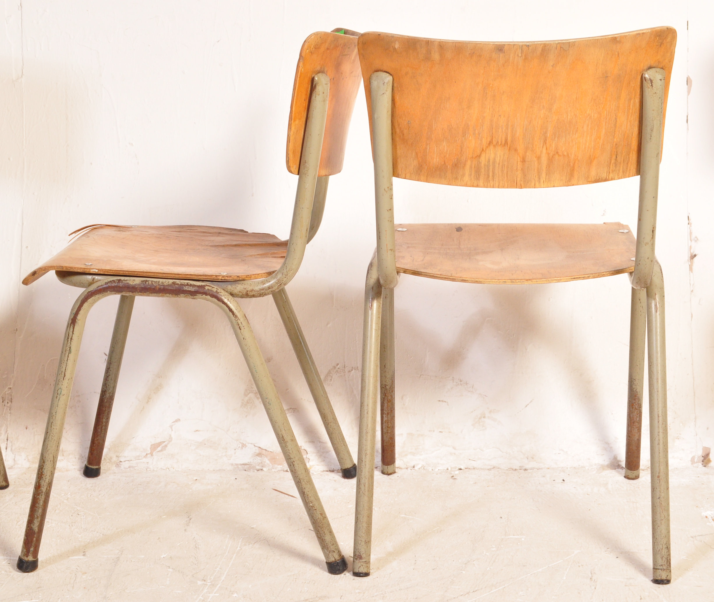 FIVE MID CENTURY INDUSTRIAL CAFE DINING CHAIRS - Image 4 of 4