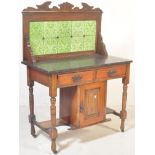 A VICTORIAN MAHOGANY TILE BACK WASH STAND