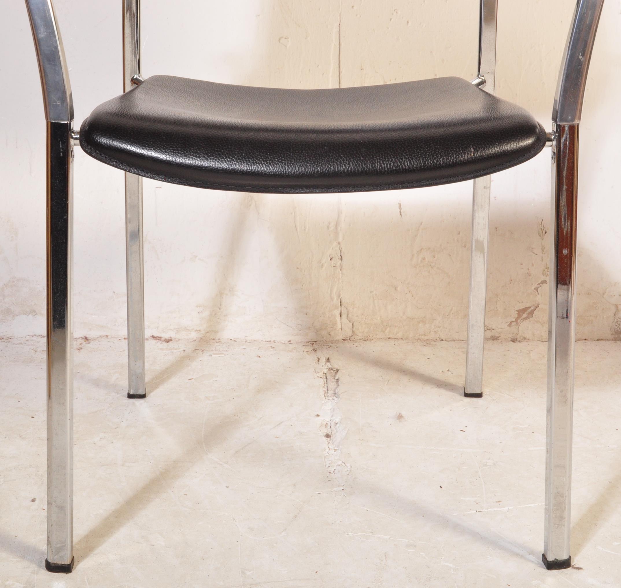 PAIR OF MID CENTURY BLACK LEATHERETTE & CHROME CHAIRS - Image 6 of 7