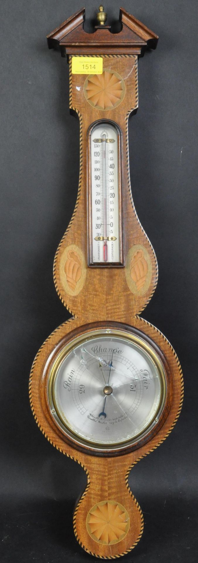 20TH CENTURY INLAID BANJO BAROMETER