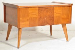 VINTAGE RETRO TEAK VENEER SEWING TABLE CHEST