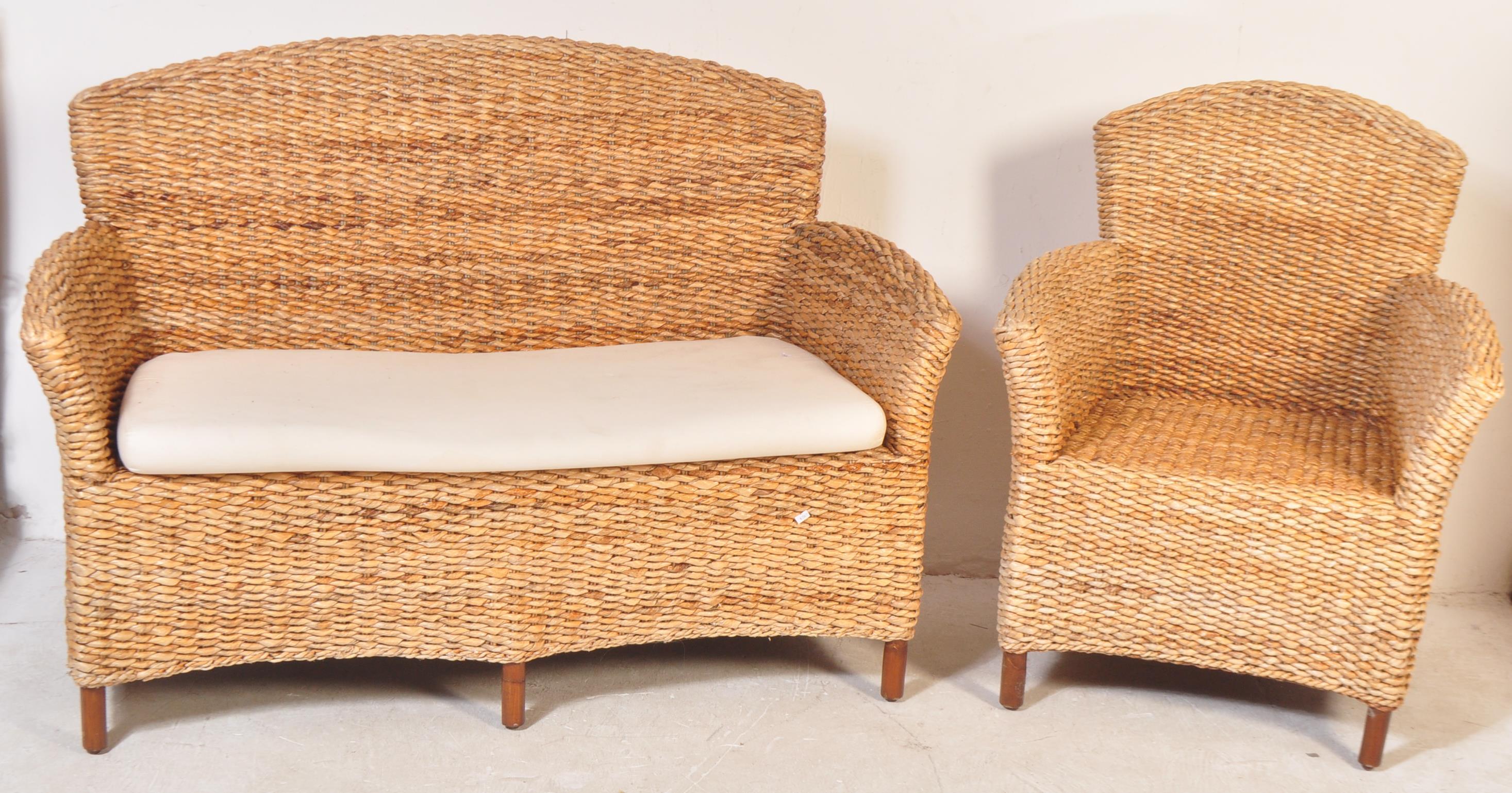 VINTAGE 20TH CENTURY WICKER CONSERVATORY SOFA - Image 2 of 6