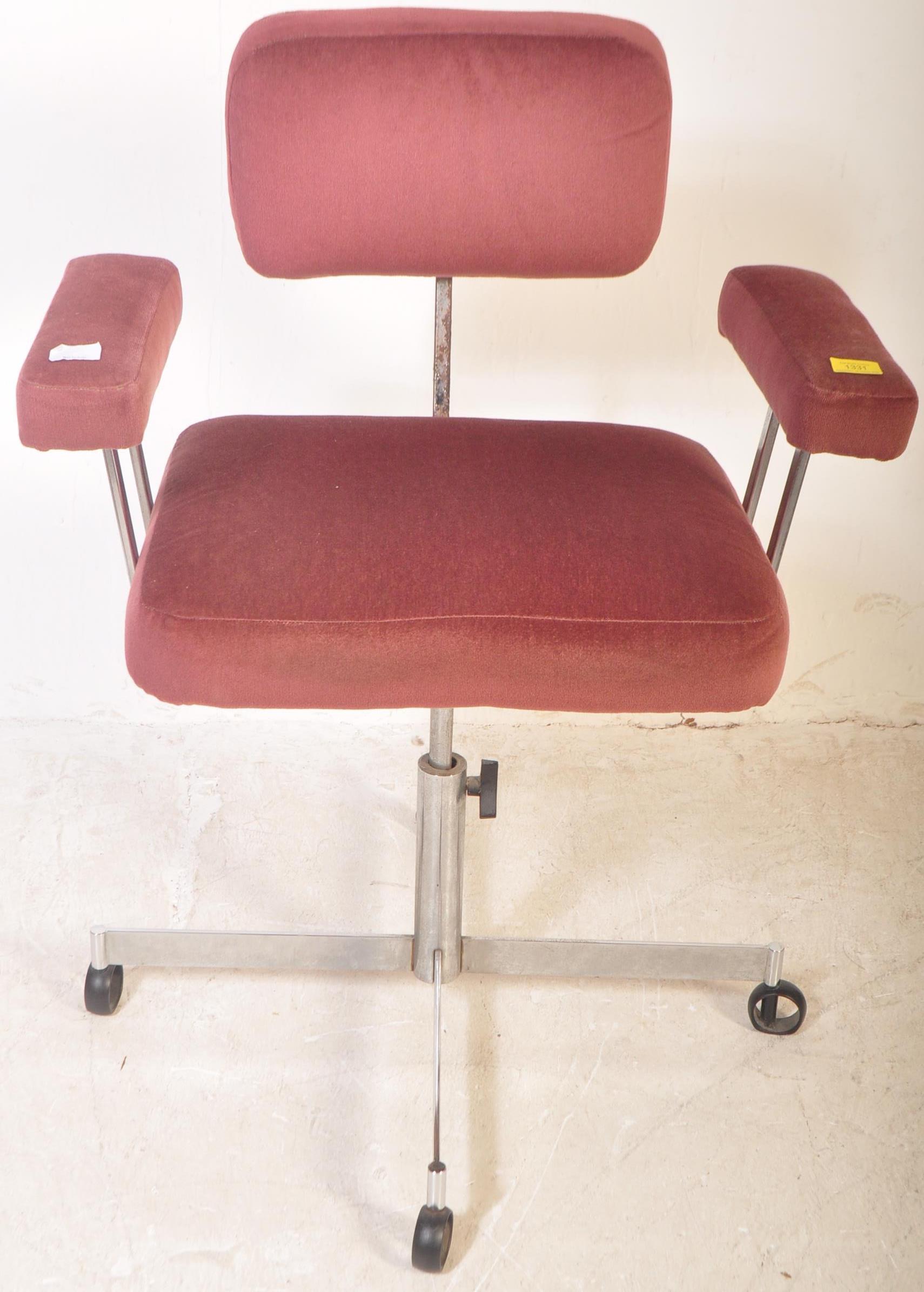 RETRO 20TH CENTURY OFFICE UPHOLSTERED DESK SWIVEL CHAIR - Image 4 of 10