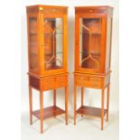 A PAIR OF SATINWOOD INLAID DISPLAY CABINETS