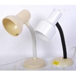 TWO VINTAGE RETRO WHITE GOOSENECK DESK LAMPS