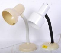 TWO VINTAGE RETRO WHITE GOOSENECK DESK LAMPS
