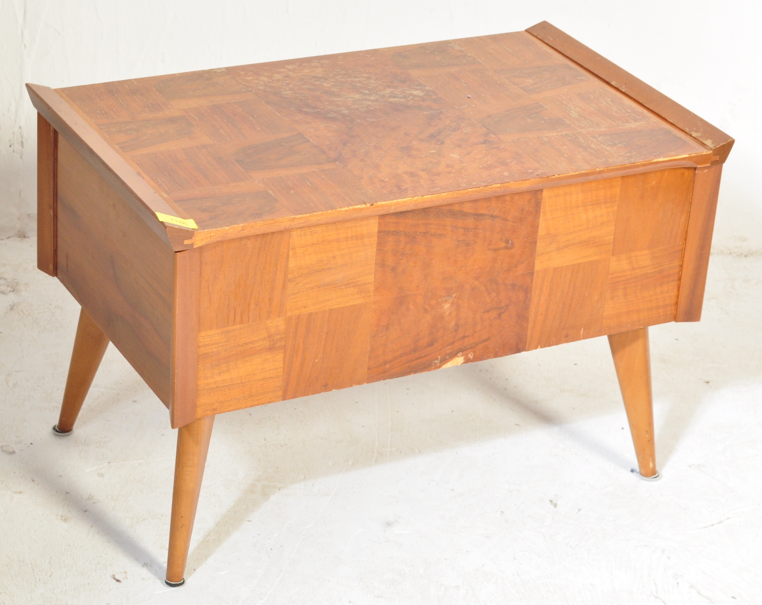 VINTAGE RETRO TEAK VENEER SEWING TABLE CHEST - Image 2 of 5