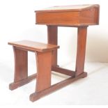 VICTORIAN 19TH CENTURY PINE SCHOOL DESK AND BENCH