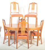 MID CENTURY TEAK NATHAN FURNITURE TABLE WITH SIX CHAIRS