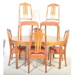 MID CENTURY TEAK NATHAN FURNITURE TABLE WITH SIX CHAIRS