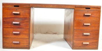 RETRO VINTAGE OAK TWIN PEDESTAL WRITING DESK