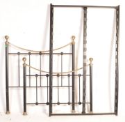 VINTAGE EBONISED METAL & BRASS BED