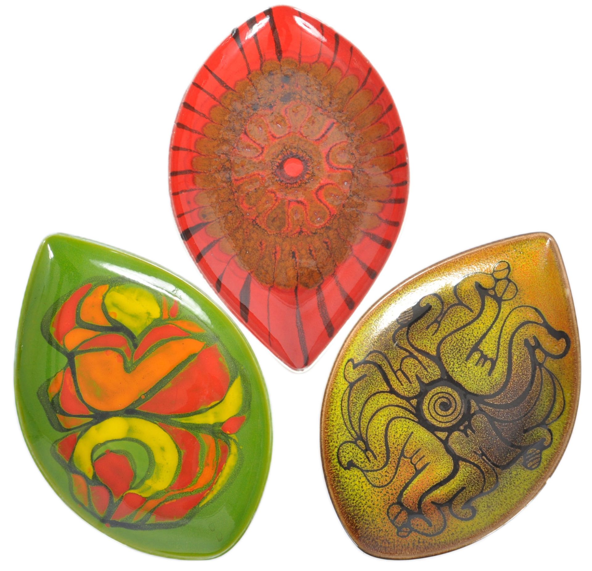 POOLE POTTERY - DELPHIS RANGE - THREE TEARDROP PLATES