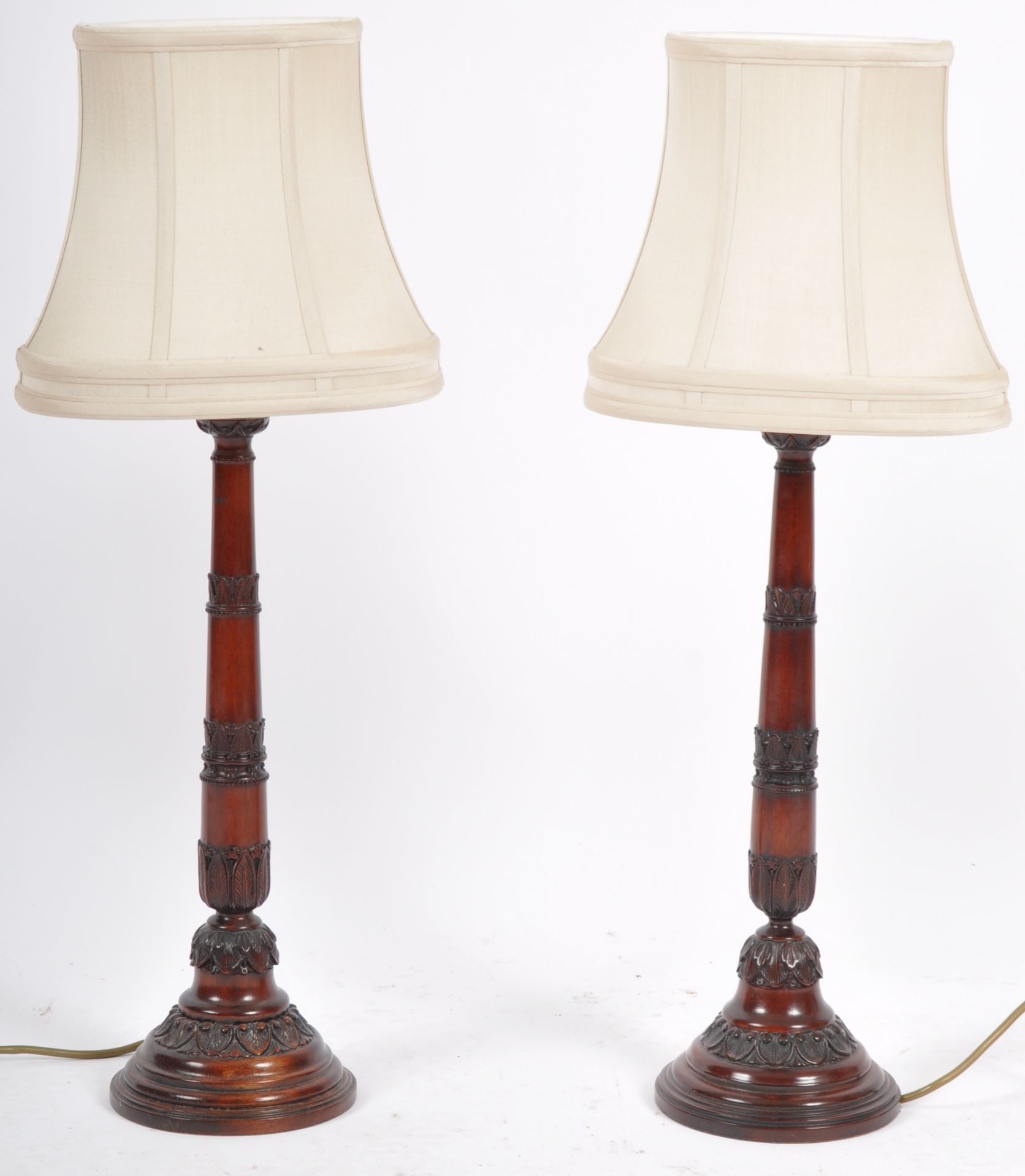 ROCHAMP LTD - MATCHING PAIR OF MAHOGANY TABLE LAMPS