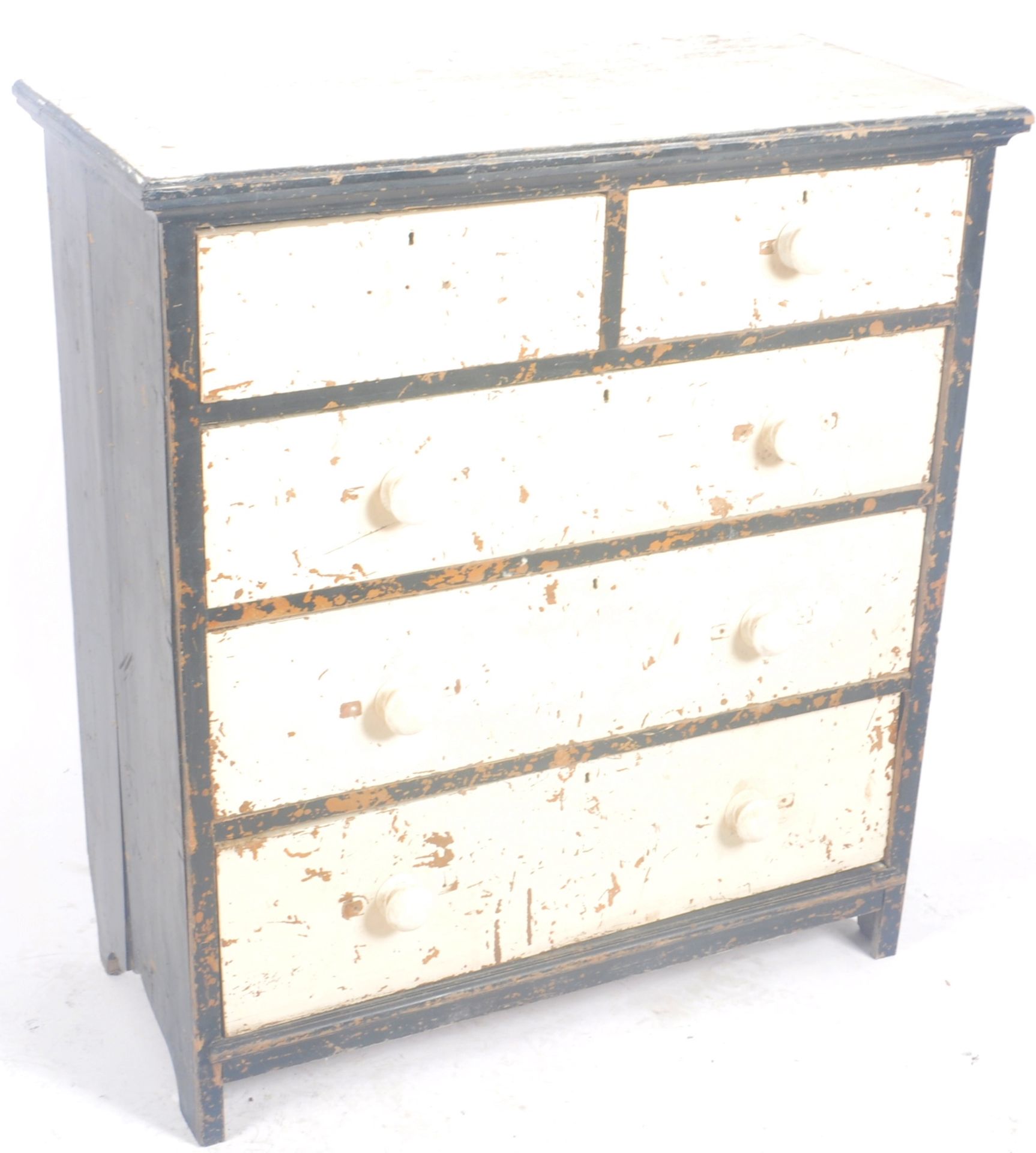 VINTAGE EARLY 20TH CENTURY PAINTED PINE CHEST OF DRAWERS - Image 2 of 7