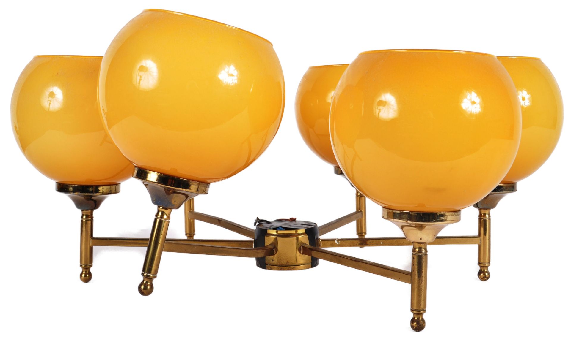 RETRO MID CENTURY BRASS AND GLOBE GLASS CEILING LIGHT - Bild 2 aus 9