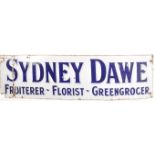 SYDNEY DAWE - VINTAGE ENAMEL ADVERTISING SHOP SIGN