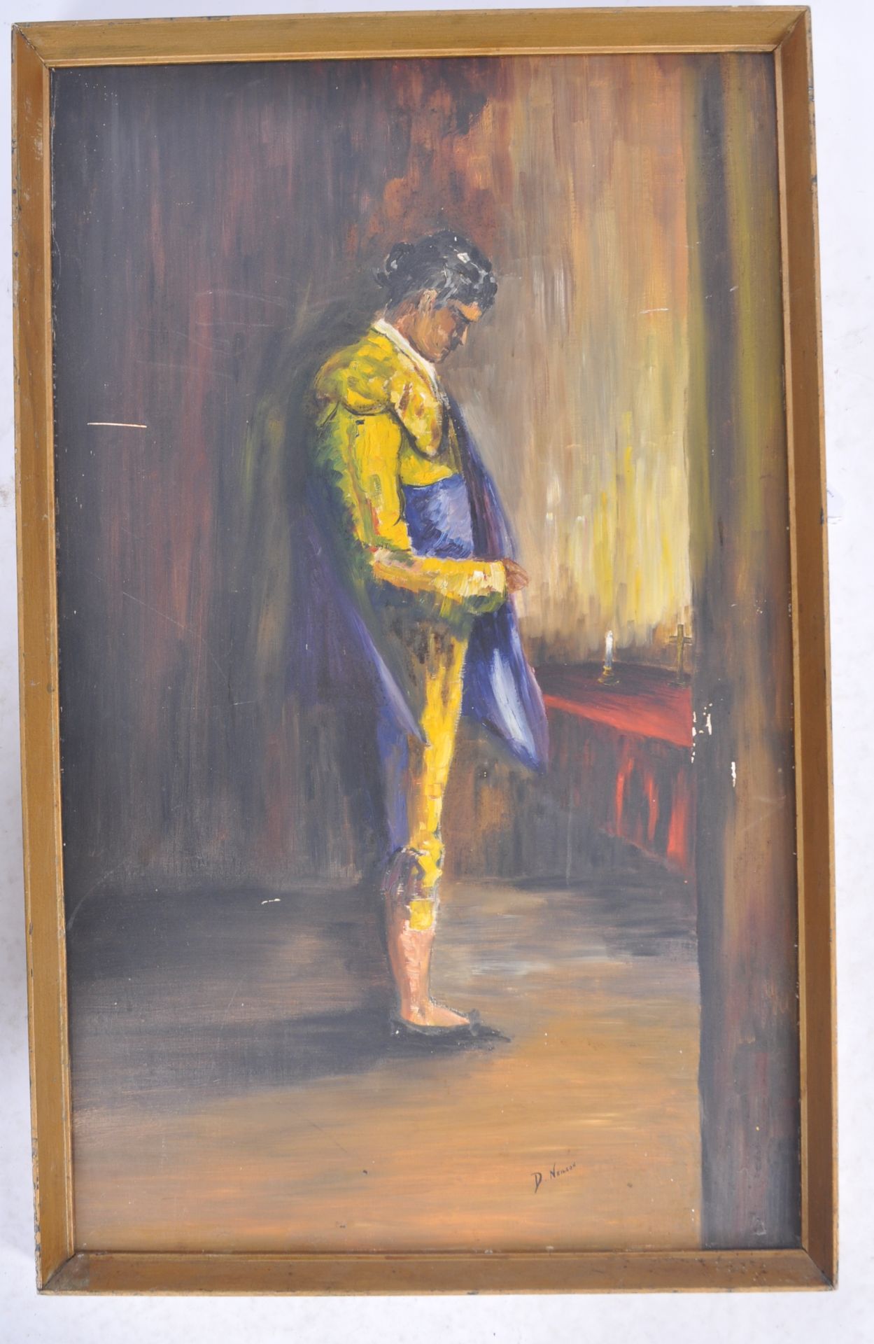 MID CENTURY OIL ON BOARD PAINTING DEPICTING A MATADOR