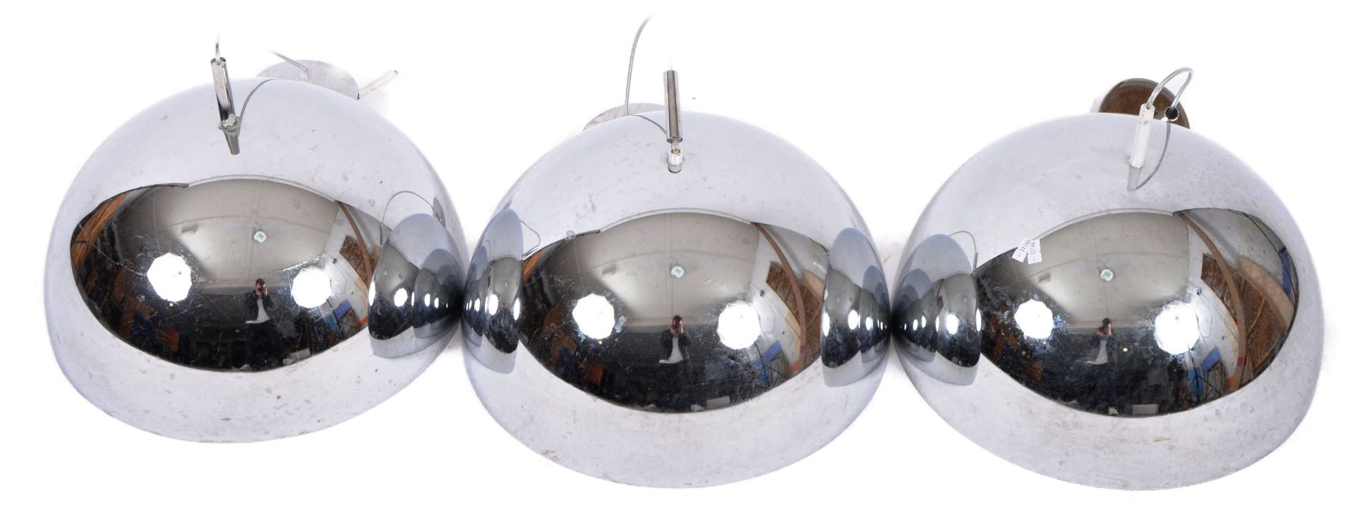 MATCHING SET OF THREE CHROMED HANGING CEILING LIGHT