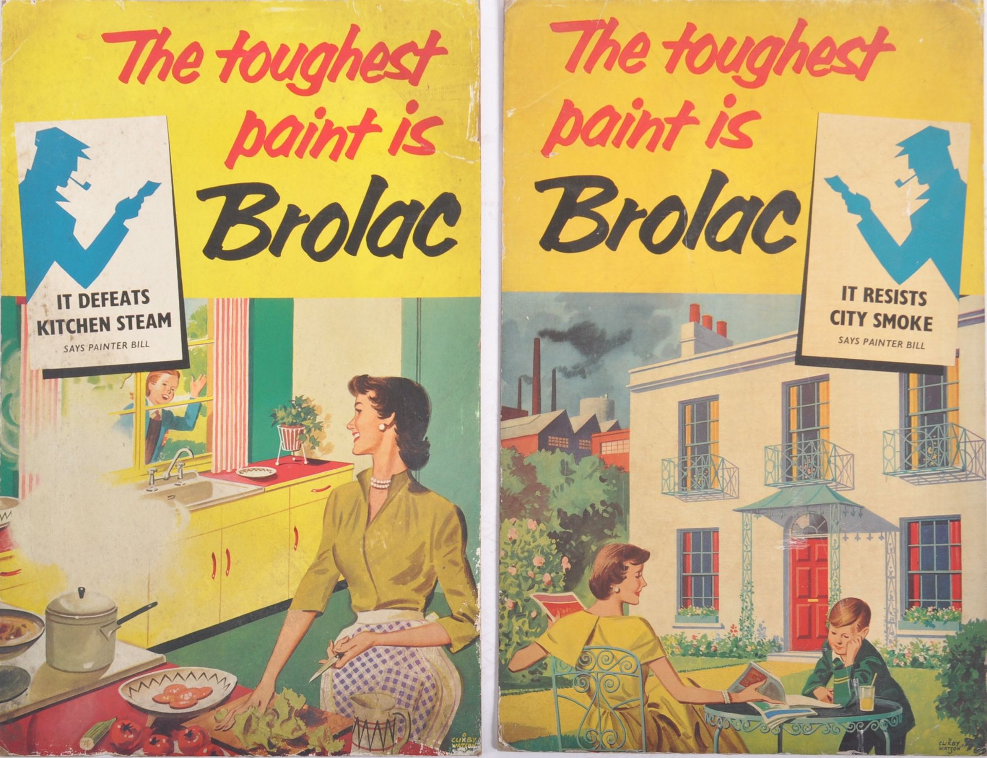 PAIR OF BROLAC PAINT CARD ADVERTISEMENTS