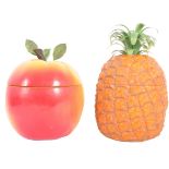 TWO MID CENTURY ICE BUCKETS ONE PINEAPPLE & ONE APPLE