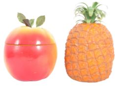 TWO MID CENTURY ICE BUCKETS ONE PINEAPPLE & ONE APPLE