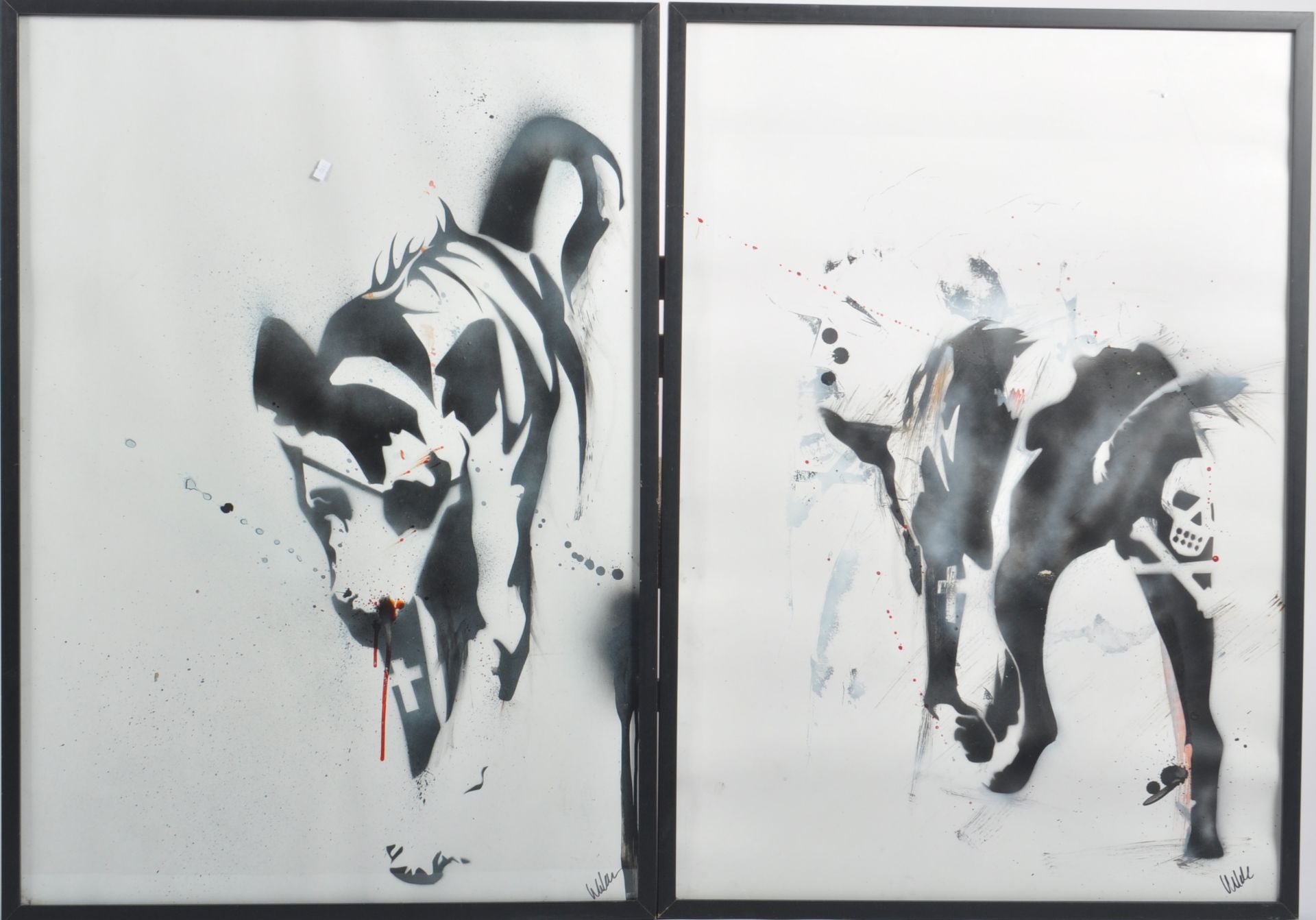 LARGE PAIR OF BRISTOL GRAFFITI PAINTINGS