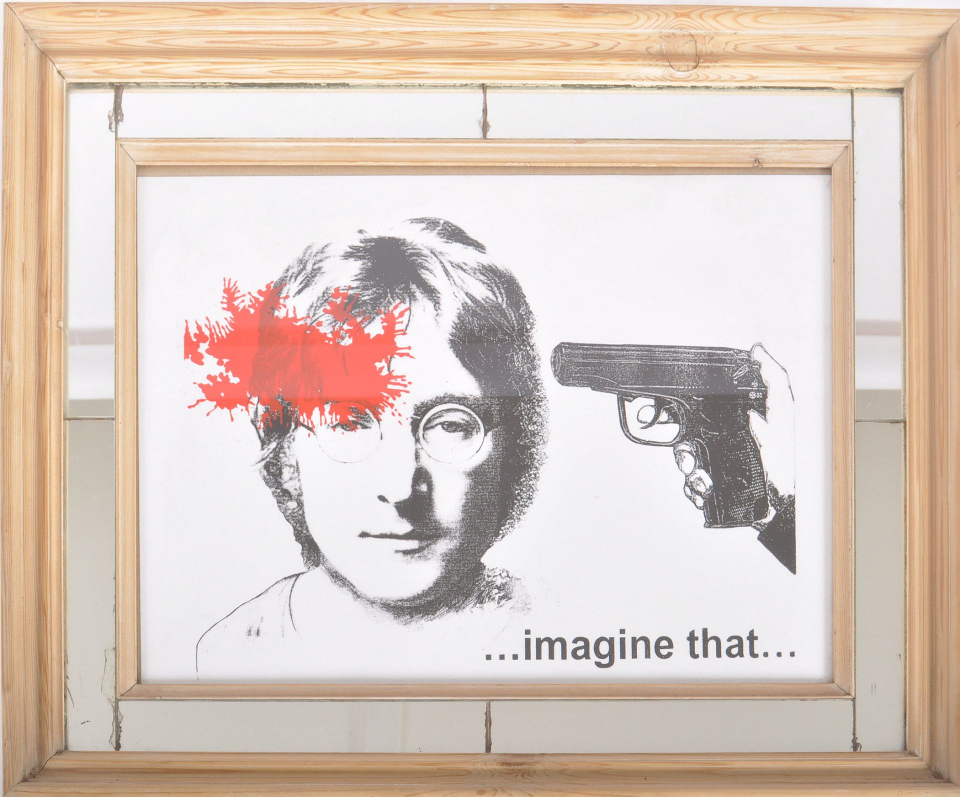 CONTEMPORARY PINE FRAMED JOHN LENNON MIRROR