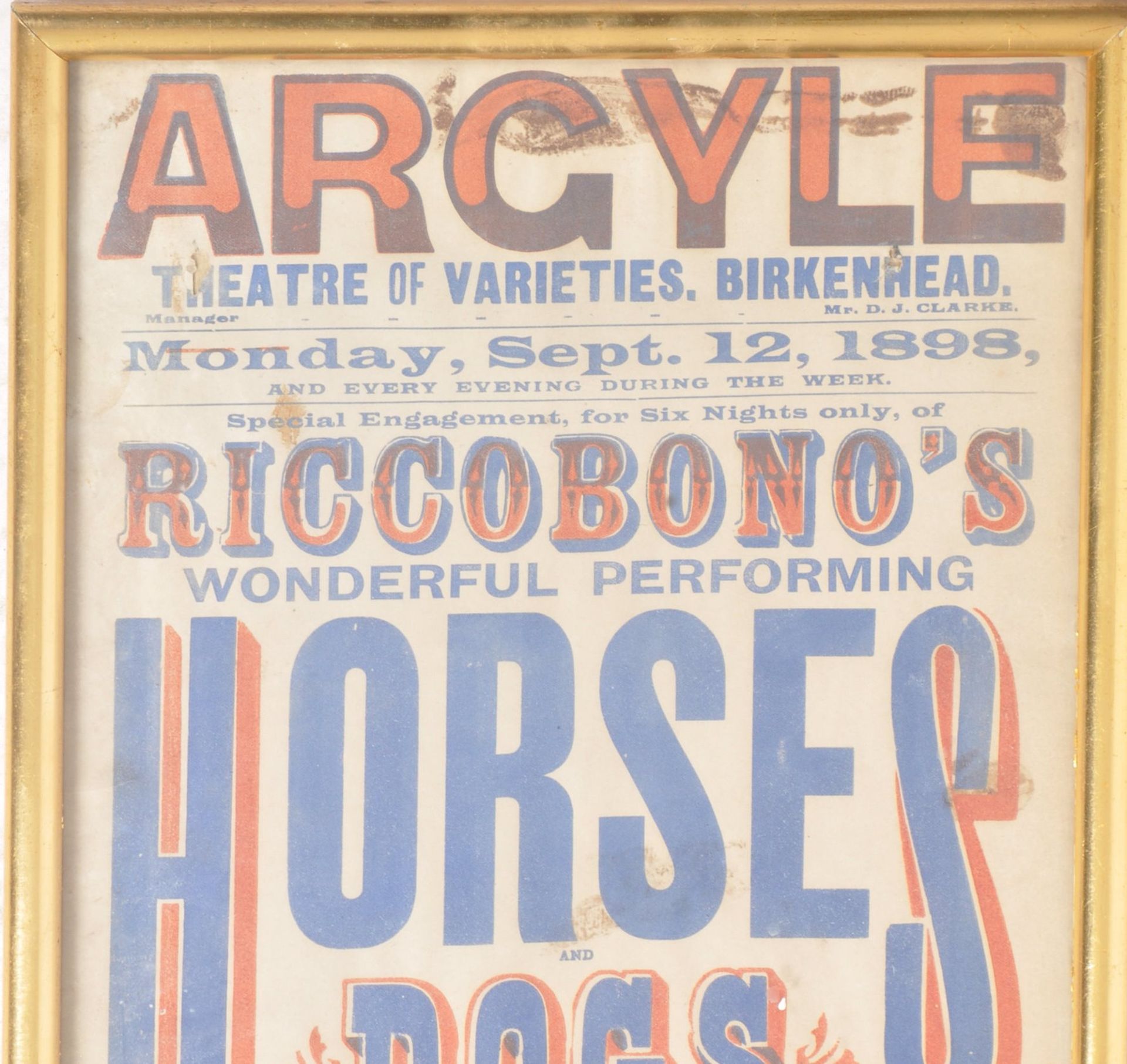 FOOTBALL MATCH BY DOGS - 1898 ARGYLE THEATER POSTER - Image 2 of 3