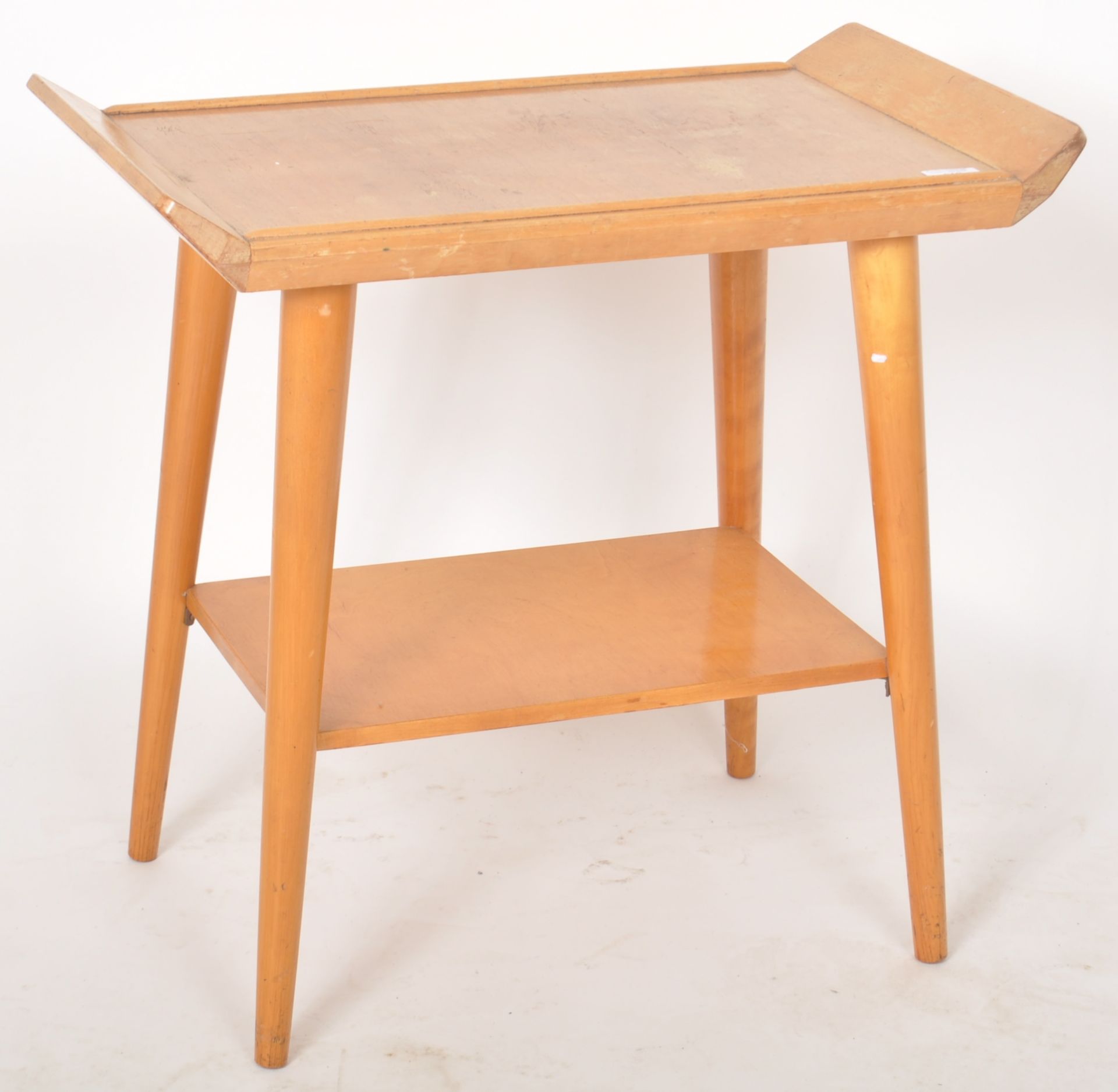 RETRO MID CENTURY LIGHT OAK AND BEECH TWO TIER TABLE - Bild 2 aus 6