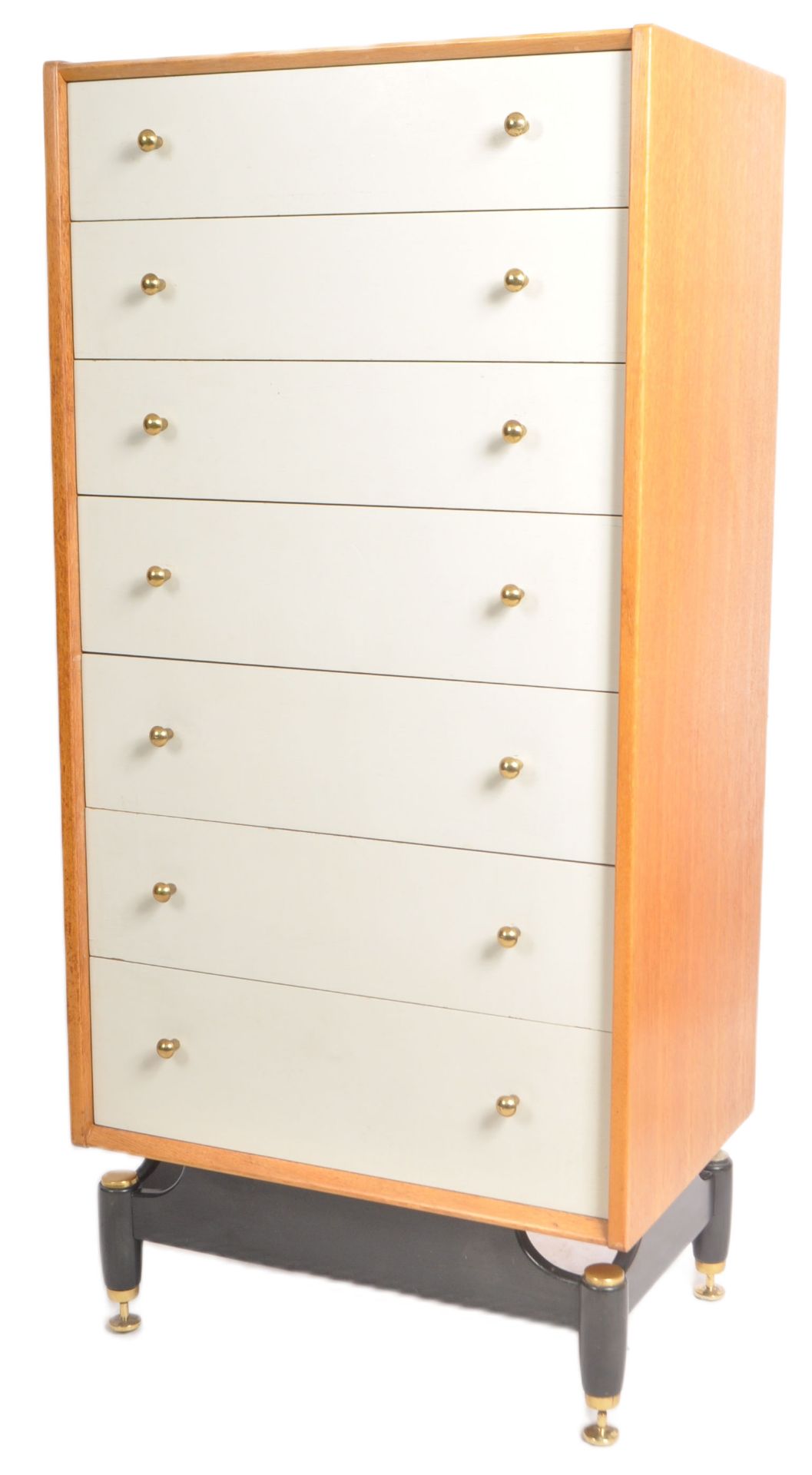 G PLAN - CHINE WHITE - LIGHT OAK CHEST OF DRAWERS