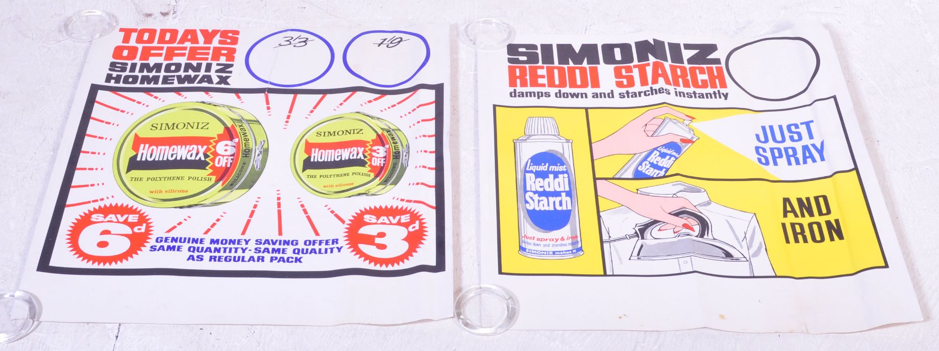 SIMONIZ - TWO RETRO CARD SHOP ADVERTISING DISPLAY SIGNS - Bild 2 aus 5