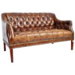20TH CENTURY BROWN LEATHER CHESTERFIELD SOFA SETTEE
