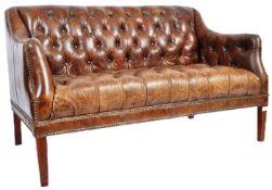 20TH CENTURY BROWN LEATHER CHESTERFIELD SOFA SETTEE