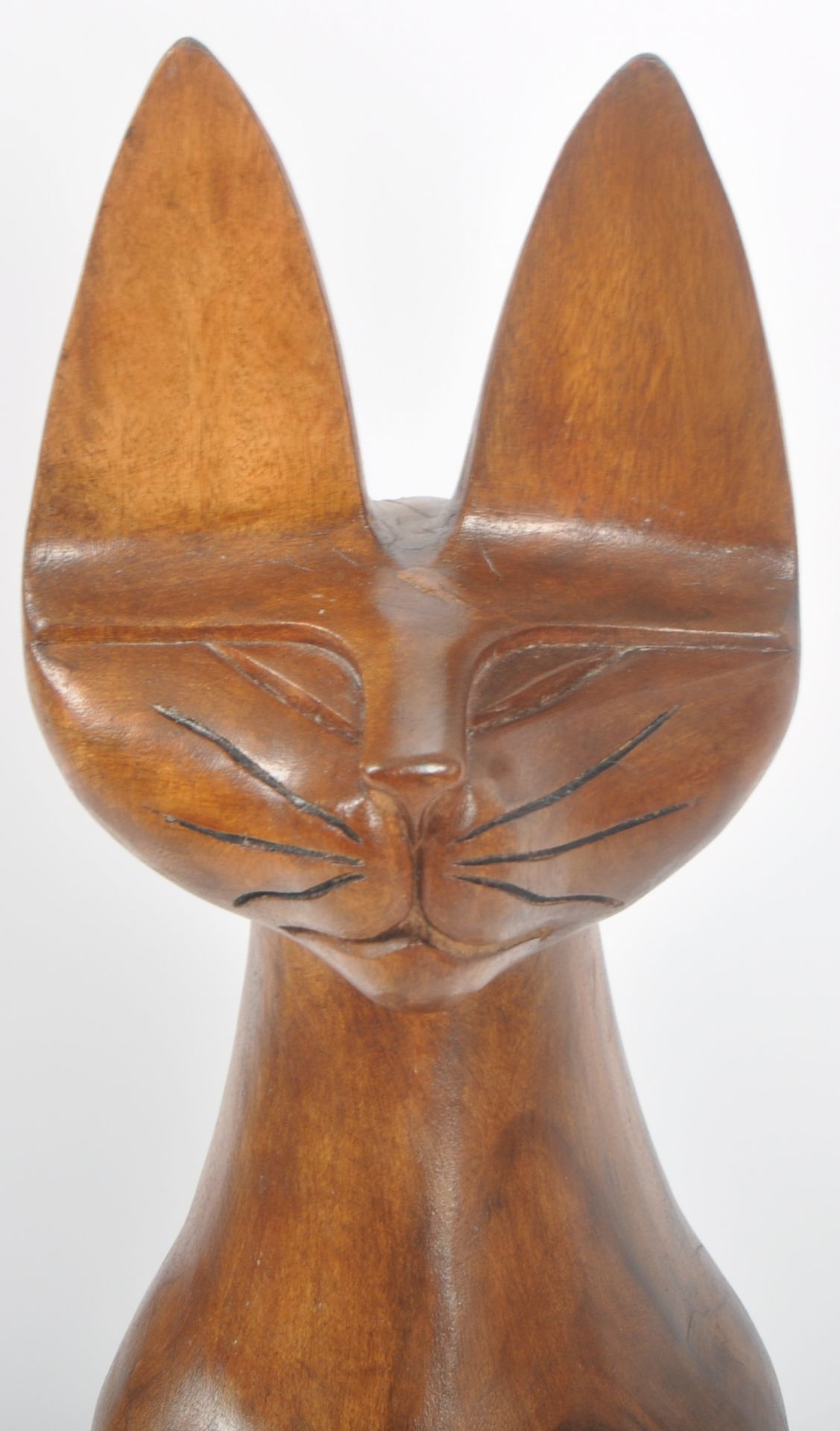 LARGE MID CENTURY 1960s CARVED TEAK SIAMESE CAT - Image 2 of 6