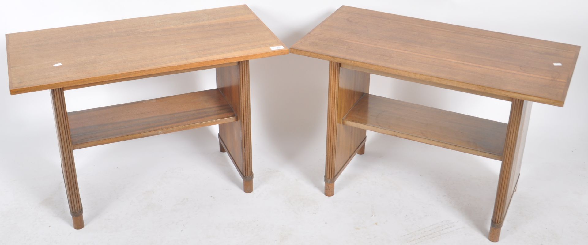 MATCHING PAIR OF WALNUT ART DECO SIDE LAMP TABLES - Image 2 of 6