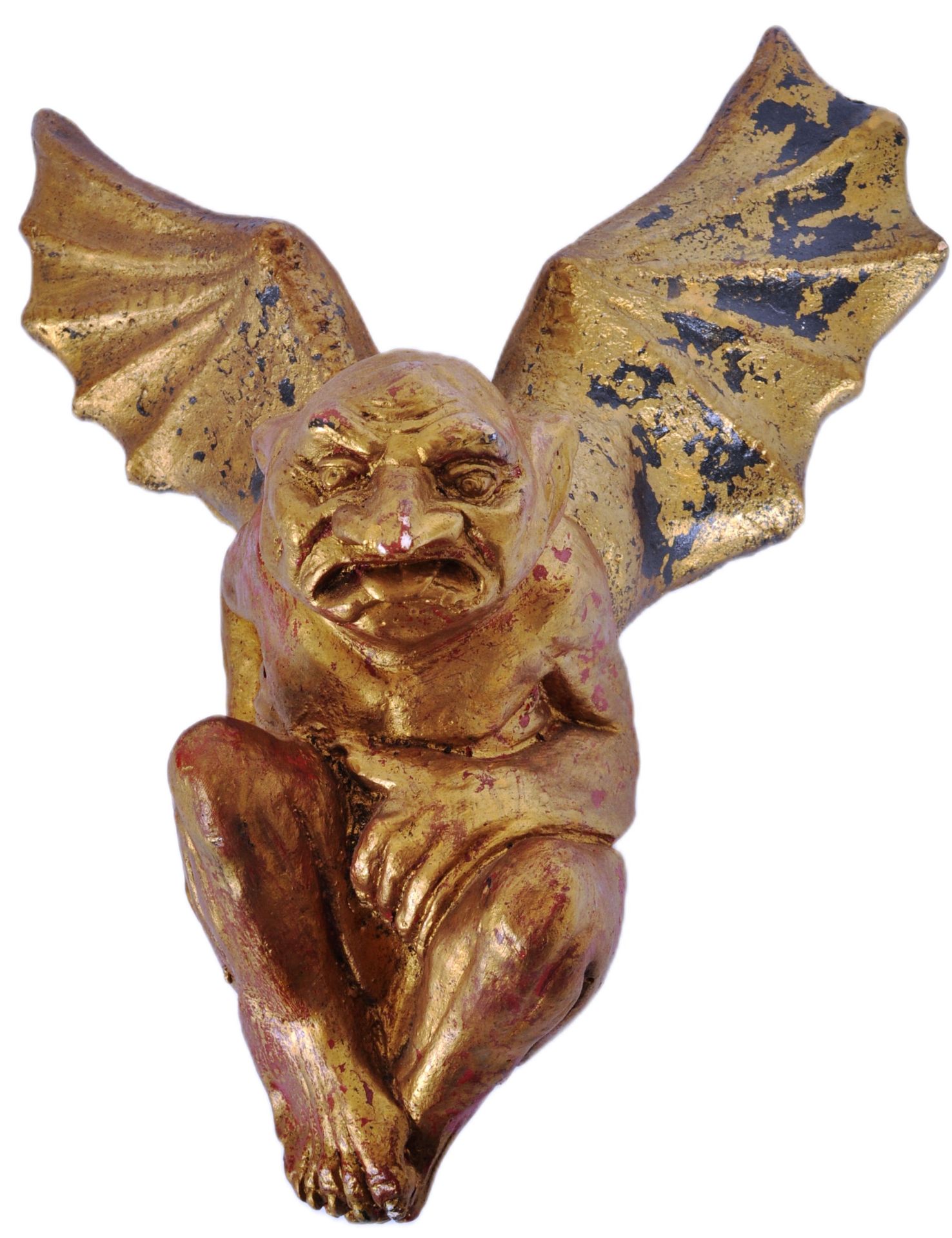 VINTAGE 20TH CENTURY GILT PLASTER GARGOYLE