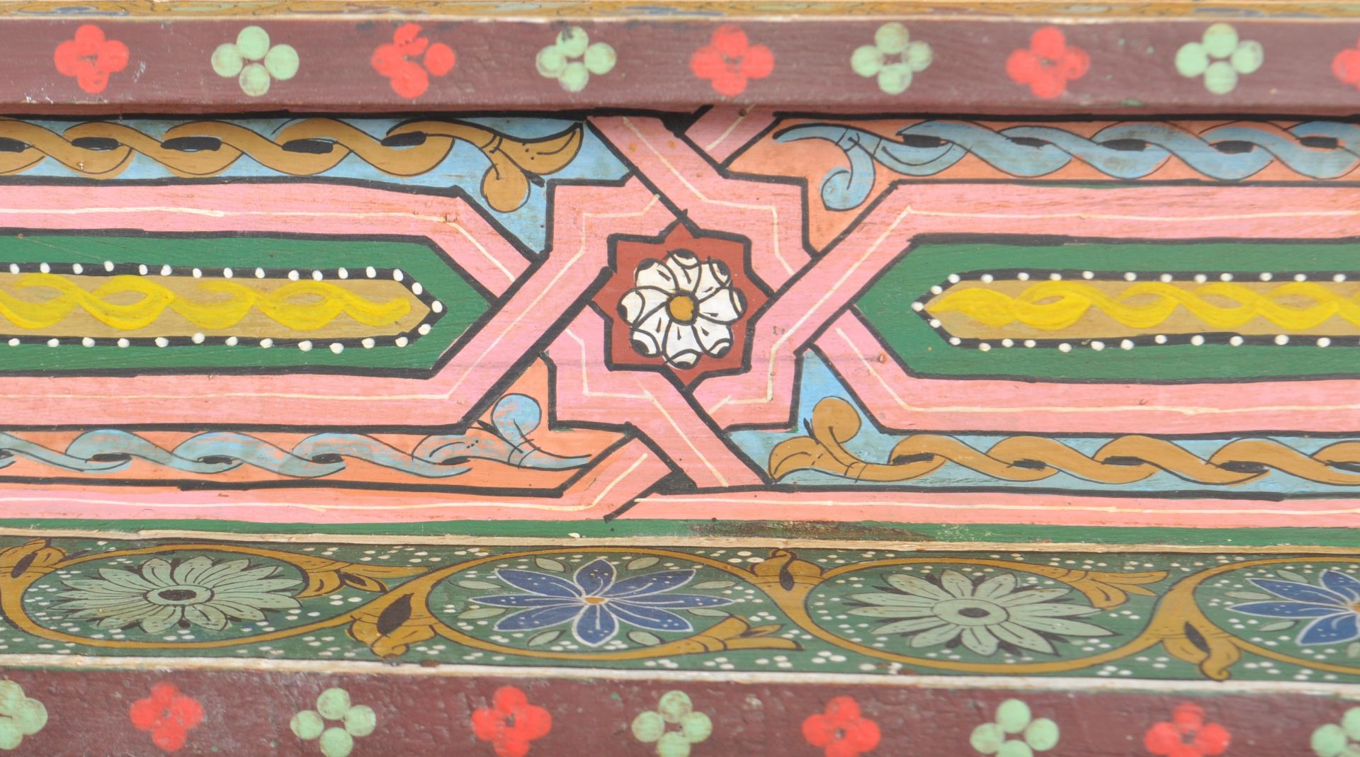 TWO 20TH CENTURY HAND PAINTED AND CARVED SHELVES - Image 10 of 12