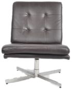 CONTEMPORARY DARK BROWN LEATHER LOUNGE CHAIR