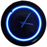 20TH CENTURY 1980s BLUE NEON LIT WALL CLOCK